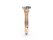 Solitaire Engagement Ring Setting for Fancy Blue Oval Center with Pave Rail Split Shank and Prong Head in Rose Gold