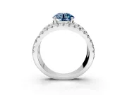 Solitaire Engagement Ring Setting for Fancy Blue Round Cut Center with Wide-Open Split Shank and Prong Head in White Gold