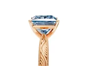 Solitaire Engagement Ring Setting for Fancy Blue Princess Cut Center with Engraved Milgrain Band and Prong Head in Rose Gold