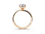 Solitaire Engagement Ring Setting for Oval Center with Micro Pave Band and Prong Head in Rose Gold