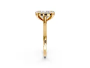 Single Halo Engagement Ring Setting for Cushion Cut Center with Corner Claws, Plain Band and Prong Head in Yellow Gold