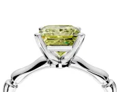 Solitaire Engagement Ring Setting for Fancy Yellow Princess Cut Center with Bamboo Band and Prong Head in Platinum