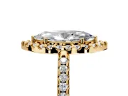 Pave Halo Engagement Ring Setting for Marquise Center with Single Row Pave Band and Prong Head in Yellow Gold