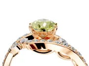 Solitaire Engagement Ring Setting for Fancy Yellow Pear-Shaped Center with Pave Bypass Twist Band and Prong Head in Rose Gold