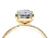 Solitaire Engagement Ring Setting for Radiant Cut Center with Pave Accents and Prong Head in Yellow Gold
