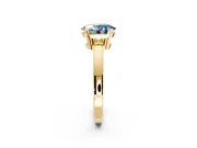 Solitaire Engagement Ring Setting for Fancy Blue Oval Center with Plain Band and Flat Tab Prong Head in Yellow Gold