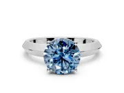 Solitaire Engagement Ring Setting for Fancy Blue Round Cut Center with Wide Knife Ridge Band and Prong Head in Platinum