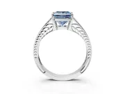 Split Shank Engagement Ring Setting for Fancy Blue Princess Cut Center with Pave Split Shank and Prong Head in Platinum