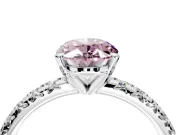 Solitaire Engagement Ring Setting for Fancy Pink Oval Center with Large Accents and Prong Head in Sterling Silver