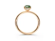 Solitaire Engagement Ring Setting for Fancy Green Pear-Shaped Center with Plain Band, Open Basket and Prong Head in Rose Gold