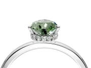 Hidden Halo Engagement Ring Setting for Fancy Green Pear-Shaped Center with Plain Band and Tall Prong Head in Sterling Silver