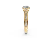 Solitaire Engagement Ring Setting for Round Cut Center with Pave Rail Split Shank and Prong Head in Yellow Gold