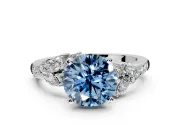 Solitaire Engagement Ring Setting for Fancy Blue Round Cut Center with Marquise Accent Twist Band and Prong Head in Sterling Silver