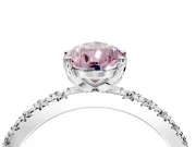 Solitaire Engagement Ring Setting for Fancy Pink Pear-Shaped Center with Fine Pave Band and Claw Prong Head in Sterling Silver