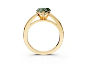 Solitaire Engagement Ring Setting for Fancy Green Heart-Shaped Center with Flat-Sided Plain Band and Prong Head in Yellow Gold
