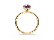 Solitaire Engagement Ring Setting for Fancy Pink Radiant Cut Center with Plain Band, Open Basket and Prong Head in Yellow Gold