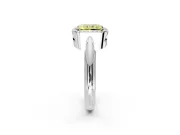 Halo Engagement Ring Setting for Fancy Yellow Radiant Cut Center with Tapered Plain Band and Prong Head in White Gold