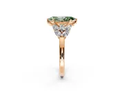 Leaf Cluster Engagement Ring Setting for Fancy Green Marquise Center with Marquise Accents and Prong Head in Rose Gold