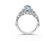 Solitaire Engagement Ring Setting for Fancy Blue Marquise Center with Filigree Band and Prong Head in Platinum