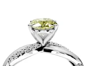 Solitaire Engagement Ring Setting for Fancy Yellow Oval Center with Pave and Plain Crossover and Basket Head in Platinum