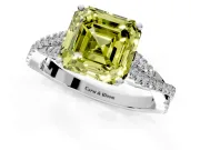 Solitaire Engagement Ring Setting for Fancy Yellow Asscher Cut Center with Twisted Pave Split Shank and Prong Head in Sterling Silver