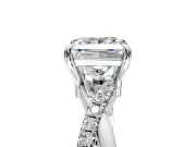 Solitaire Engagement Ring Setting for Princess Cut Center with Half-Pave Crossover Band and Prong Head in Platinum