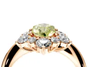 Small-Accent Cluster Halo Engagement Ring Setting for Fancy Yellow Pear-Shaped Center with Plain Band and Prong Head in Rose Gold
