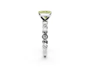 Solitaire Engagement Ring Setting for Fancy Yellow Radiant Cut Center with Beaded Bezel Station Band and Prong Head in Platinum