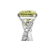 Crossover Engagement Ring Setting for Fancy Yellow Radiant Cut Center with Pave and Plain Strands and Prong Head in White Gold