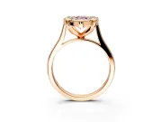 Single Halo Engagement Ring Setting for Fancy Pink Pear-Shaped Center with Corner Claws, Plain Band and Prong Head in Rose Gold