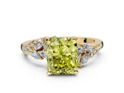 Solitaire Engagement Ring Setting for Fancy Yellow Radiant Cut Center with Marquise Accent Twist Band and Prong Head in Yellow Gold