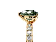 Solitaire Engagement Ring Setting for Fancy Green Heart-Shaped Center with Round Cut Pave Band and Prong Head in Yellow Gold