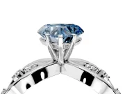 Solitaire Engagement Ring Setting for Fancy Blue Heart-Shaped Center with Criss-Cross Accent Band and Prong Head in White Gold