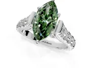 Solitaire Engagement Ring Setting for Fancy Green Marquise Center with Pave Cathedral Shoulders and Prong Head in Platinum