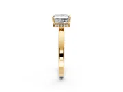 Hidden Halo Engagement Ring Setting for Princess Cut Center with Wide Flat Plain Band and Prong Head in Yellow Gold