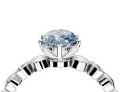 Solitaire Engagement Ring Setting for Fancy Blue Marquise Center with Beaded Bezel Station Band and Prong Head in Platinum