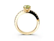 Solitaire Engagement Ring Setting for Fancy Yellow Oval Center with Single Row Accent Band and Prong Head in Yellow Gold