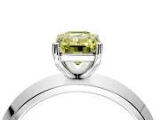 Solitaire Engagement Ring Setting for Fancy Yellow Emerald Cut Center with Wide Knife Ridge Band and Prong Head in Sterling Silver