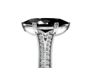Solitaire Engagement Ring Setting for Fancy Black Marquise Center with Pave Rail Split Shank and Prong Head in Sterling Silver