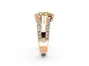 Halo Engagement Ring Setting for Fancy Yellow Pear-Shaped Center with Wide-Open Pave Split Shank and Prong Head in Rose Gold
