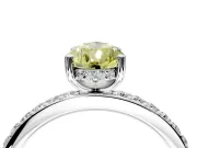 Solitaire Engagement Ring Setting for Fancy Yellow Pear-Shaped Center with Fine Pave Band and Prong Head in Platinum