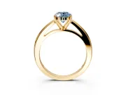 Solitaire Engagement Ring Setting for Fancy Blue Oval Center with Flat-Sided Plain Band and Prong Head in Yellow Gold