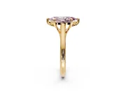 Solitaire Engagement Ring Setting for Fancy Pink Marquise Center with Cathedral Band and Prong Head in Yellow Gold