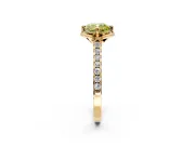 Floral Engagement Ring Setting for Fancy Yellow Cushion Cut Center with Pave Band and Floral Prong Head in Yellow Gold
