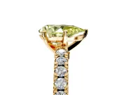 Solitaire Engagement Ring Setting for Fancy Yellow Pear-Shaped Center with Single Row Accent Band and Prong Head in Yellow Gold