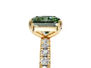 Solitaire Engagement Ring Setting for Fancy Green Radiant Cut Center with Shared-Prong Accents and Prong Head in Yellow Gold