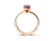 Solitaire Engagement Ring Setting for Fancy Pink Radiant Cut Center with Large Accents and Prong Head in Rose Gold