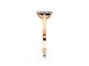 Solitaire Engagement Ring Setting for Emerald Cut Center with Tapered Shoulders and Prong Head in Rose Gold