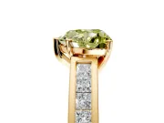 Solitaire Engagement Ring Setting for Fancy Yellow Heart-Shaped Center with Princess Cut Channel Band and Prong Head in Yellow Gold