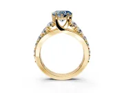 Solitaire Engagement Ring Setting for Fancy Blue Heart-Shaped Center with Graduated Shared Prongs and Prong Head in Yellow Gold
